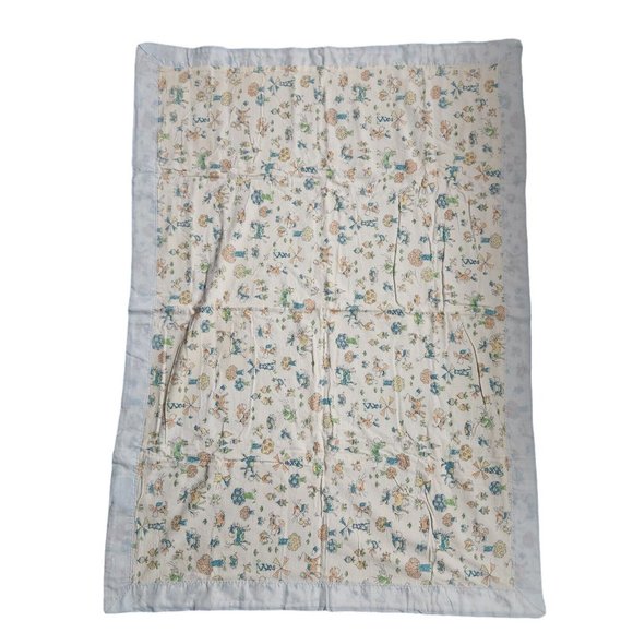 Vintage Cartoon Animal Print Satin Trim Crib Baby Blanket 31” X 44” - Picture 2 of 6